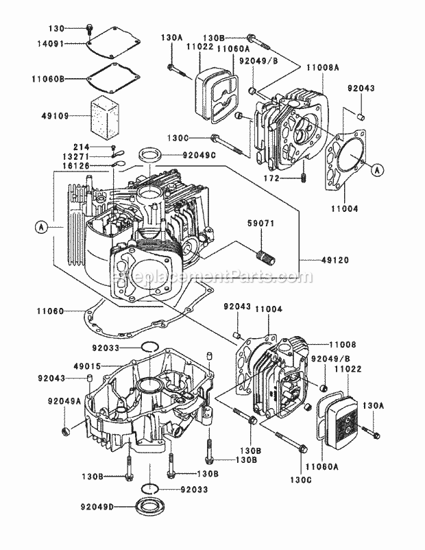 Fh680v-As29 Cylinder & Crankcase Diagram and Parts List for M54-KW 53AI8CTW750 Cub Cadet Sprayer